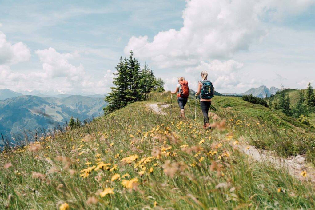 2 Frauen Beim Wandern Auf Den Almwegen Von Altenmarkt-Zauchensee