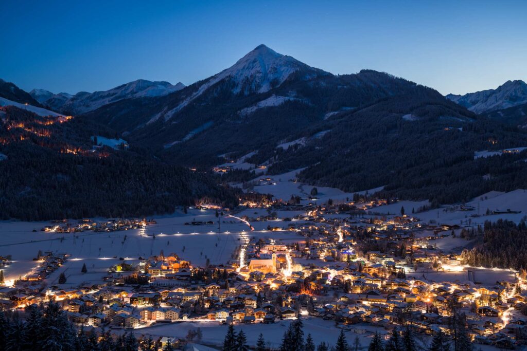 Blick Von Oben Auf Altenmarkt Bei Nacht